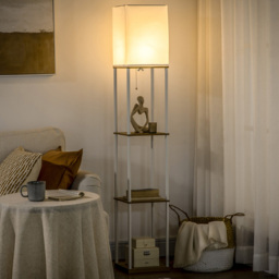 Portland 3 Shelf Modern Floor Lamp - Size: 26 x 26 x 159cm - White - Wilko - thumbnail 3