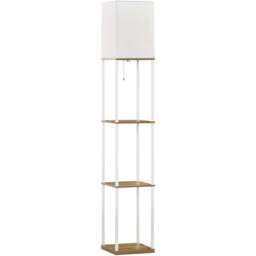 Portland 3 Shelf Modern Floor Lamp - Size: 26 x 26 x 159cm - White - Wilko
