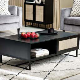 Julian Bowen Padstow 2 Drawer Black Coffee Table - Size: 70 x 120 x 42cm - Wilko
