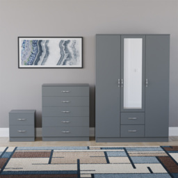 Vida Designs Riano Grey 3 Piece Bedroom Furniture Set - Wilko - thumbnail 3