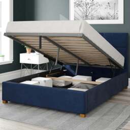 Aspire Caine King Size Navy Plush Velvet Ottoman Bed - Blue - Aspire Beds - Wilko - thumbnail 3