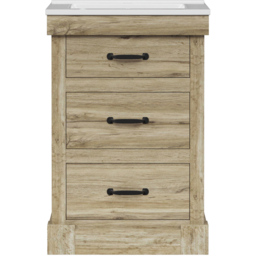Teamson Home Donovan 3 Drawer Light Oak Vanity with White Sink - Size: 86.5 x 47 x 61cm - Brown - Wilko - thumbnail 3