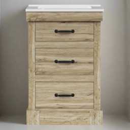 Teamson Home Donovan 3 Drawer Light Oak Vanity with White Sink - Size: 86.5 x 47 x 61cm - Brown - Wilko - thumbnail 1