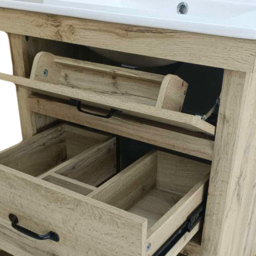 Teamson Home Donovan 3 Drawer Light Oak Vanity with White Sink - Size: 86.5 x 47 x 61cm - Brown - Wilko - thumbnail 6
