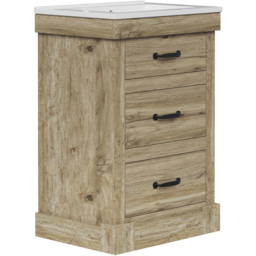 Teamson Home Donovan 3 Drawer Light Oak Vanity with White Sink - Size: 86.5 x 47 x 61cm - Brown - Wilko - thumbnail 4