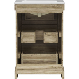 Teamson Home Donovan 3 Drawer Light Oak Vanity with White Sink - Size: 86.5 x 47 x 61cm - Brown - Wilko - thumbnail 5