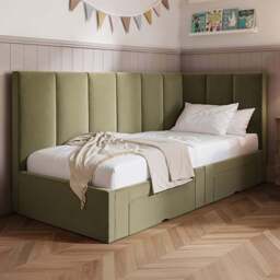 Flair Harley 2 Drawers Olive Green Velvet Bed Frame - Size: Single - Wilko