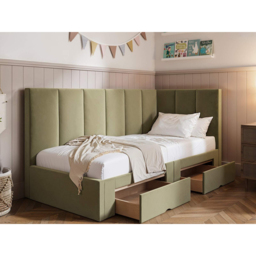 Flair Harley 2 Drawers Olive Green Velvet Bed Frame - Size: Single - Wilko - thumbnail 6
