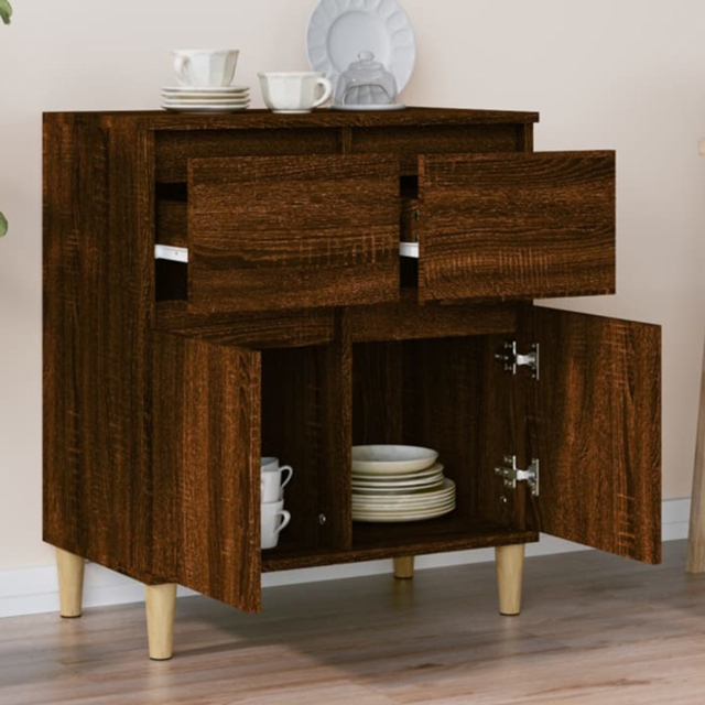 vidaXL 2 Door 2 Drawer Brown Oak Sideboard - Size: 70 x 60 x 35cm - Wilko - image 1