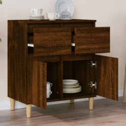 vidaXL 2 Door 2 Drawer Brown Oak Sideboard - Size: 70 x 60 x 35cm - Wilko - thumbnail 1