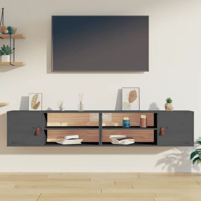 vidaXL 2 Door Grey Wall Cabinet 2 Pack - Size: 30 x 80 x 30cm - Wilko - image 1