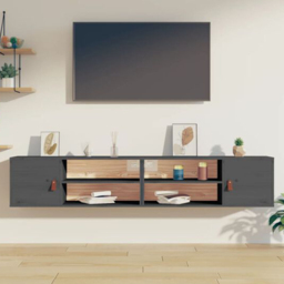 vidaXL 2 Door Grey Wall Cabinet 2 Pack - Size: 30 x 80 x 30cm - Wilko - thumbnail 1