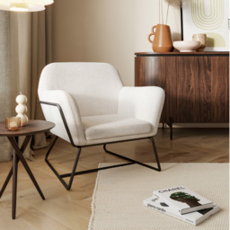 Charles Matte Black and Ivory Boucle Armchair - Size: Single - Cream - LPD Home - Wilko - thumbnail 7