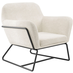Charles Matte Black and Ivory Boucle Armchair - Size: Single - Cream - LPD Home - Wilko - thumbnail 3