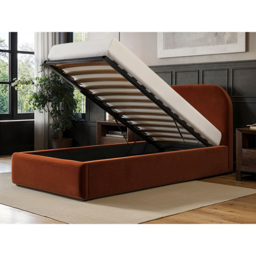 Flair Alba Single Orange Velvet Ottoman Bed - Wilko - thumbnail 5