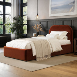 Flair Alba Single Orange Velvet Ottoman Bed - Wilko