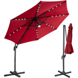 Costway Wine 28 LED Crank and Tilt Cantilever Parasol 3m - Wilko - thumbnail 4