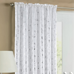 Velosso Geneva White Foil Flower Voile Panel Curtain 150 x 137cm - Size: w 150 x D 137cm - Wilko - thumbnail 3