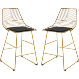Portland Gold Geometric Bar Stool Set of 2 - Wilko - thumbnail 3