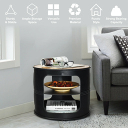 Costway 3 Shelf Round End Table - Size: 57 x 56 x 48cm - Beige - Wilko - thumbnail 7
