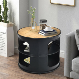 Costway 3 Shelf Round End Table - Size: 57 x 56 x 48cm - Beige - Wilko - thumbnail 5