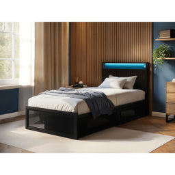 Flair Callan Single Black Metal Bed Frame with Storage and LED - Wilko - thumbnail 7
