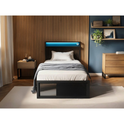 Flair Callan Single Black Metal Bed Frame with Storage and LED - Wilko - thumbnail 5