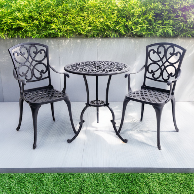 Centurion Vivaldi 2 Seater Black Aluminium Garden Bistro Set - Wilko - image 1
