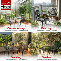 Centurion Vivaldi 2 Seater Black Aluminium Garden Bistro Set - Wilko - thumbnail 4