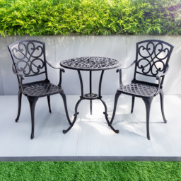 Centurion Vivaldi 2 Seater Black Aluminium Garden Bistro Set - Wilko - thumbnail 1