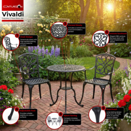 Centurion Vivaldi 2 Seater Black Aluminium Garden Bistro Set - Wilko - thumbnail 5