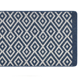 My Mat Navy Geometric Cosy Stain Resistant Runner 67 x 200cm - Size: 65 x 200 x 2cm - blue - Wilko - thumbnail 4