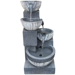 Tranquillity Eclipse 4 Bowl Solar Powered LED Water Feature - Size: 47 x 23 x 27cm - Grey - Wilko - thumbnail 1