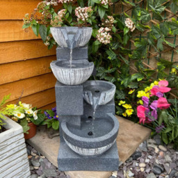 Tranquillity Eclipse 4 Bowl Solar Powered LED Water Feature - Size: 47 x 23 x 27cm - Grey - Wilko - thumbnail 3