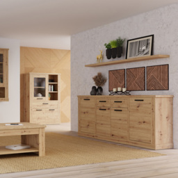 Florence Corona 4 Door 2 Drawer Artisan Oak Sideboard - Size: 90.3 x 212.8 x 41.3cm - Brown - Furniture To Go - Wilko - thumbnail 6