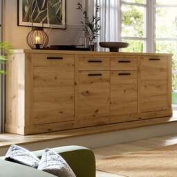 Florence Corona 4 Door 2 Drawer Artisan Oak Sideboard - Size: 90.3 x 212.8 x 41.3cm - Brown - Furniture To Go - Wilko