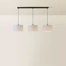 ValueLights Reni White Drum Shade 3 Drop Bar Matte Black Diner LED Ceiling Light - Size: 123.5 x 98 x 25cm - Wilko - thumbnail 6