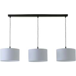 ValueLights Reni White Drum Shade 3 Drop Bar Matte Black Diner LED Ceiling Light - Size: 123.5 x 98 x 25cm - Wilko - thumbnail 1