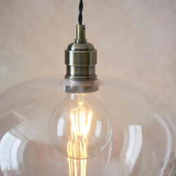 Merano Livorno Clear Glass Antique Brass Plate Round Pendant Ceiling Lamp - Size: 31 x 31 x 151cm - Brown - Wilko - thumbnail 5