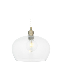 Merano Livorno Clear Glass Antique Brass Plate Round Pendant Ceiling Lamp - Size: 31 x 31 x 151cm - Brown - Wilko - thumbnail 4