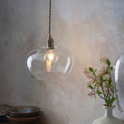 Merano Livorno Clear Glass Antique Brass Plate Round Pendant Ceiling Lamp - Size: 31 x 31 x 151cm - Brown - Wilko - thumbnail 6