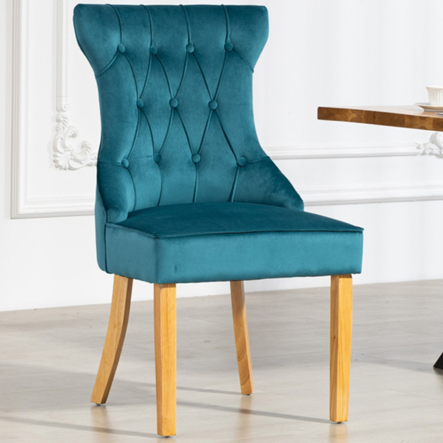 Artemis Home Martina Set of 2 Teal Velvet Fabric Dining Chair - Green - Wilko - image 1