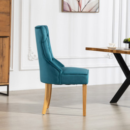 Artemis Home Martina Set of 2 Teal Velvet Fabric Dining Chair - Green - Wilko - thumbnail 4