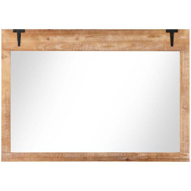 Costway Natural Wood Frame Farmhouse Wall Mirror 70 x 100cm - Cream - Wilko - image 1