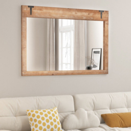 Costway Natural Wood Frame Farmhouse Wall Mirror 70 x 100cm - Cream - Wilko - thumbnail 5