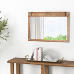 Costway Natural Wood Frame Farmhouse Wall Mirror 70 x 100cm - Cream - Wilko - thumbnail 7