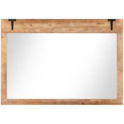 Costway Natural Wood Frame Farmhouse Wall Mirror 70 x 100cm - Cream - Wilko - thumbnail 1