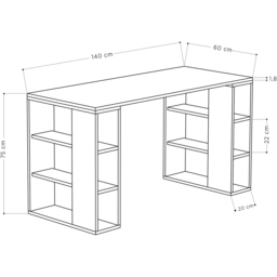 Decortie Colmar 6 Shelf Modern Desk with Bookshelf White and Mocha Grey - Multi - Wilko - thumbnail 5