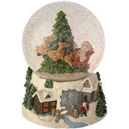 The Seasonal Gift Co Regal Tidings Santa Sleigh and Tree Snow Globe Christmas Decoration 16cm - Size: 16 x 13 x 13cm - Clear - The Seasonal Gift Co. - - thumbnail 4