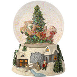 The Seasonal Gift Co Regal Tidings Santa Sleigh and Tree Snow Globe Christmas Decoration 16cm - Size: 16 x 13 x 13cm - Clear - The Seasonal Gift Co. - - thumbnail 3